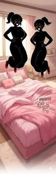 AI Video: 2 anime mommie jumping on the bed