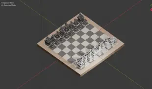 AI Video: A cinematic close-up video of a handcrafted wooden chessboard, showcasing its...