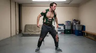 AI Video: Something thin is starting to change into something muscular and his clothes...