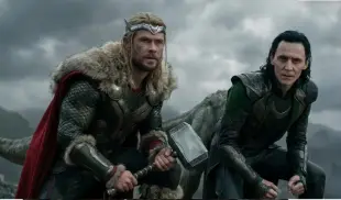 AI Video: A cinematic close-up of the two creatures from the reference image. The man...