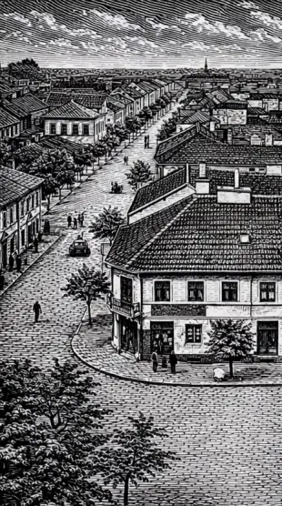 AI Video: Ludzie spacerują, chmury płyną po niebie