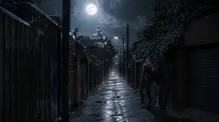 AI Video: The monsterous werewolf lumbers forwards, attacking the viewer. The werewolf...