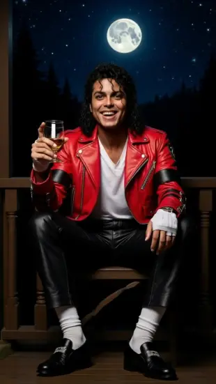 AI Video: He snaps fingers, points with a grin, then settles back. Shoulders relax,...