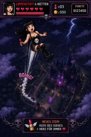 AI Video: Girl being catapulted into the sky above a haunted mansion