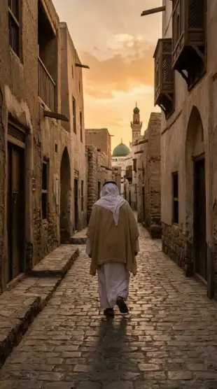 AI Video: Create a cinematic 1-minute Islamic storytelling video. The narrator should...