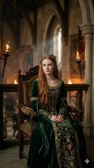 AI Video: She has a distressed expression with visible fear and deep sadness in her...