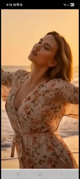 AI Video: Scarlett Johansson runs along beach