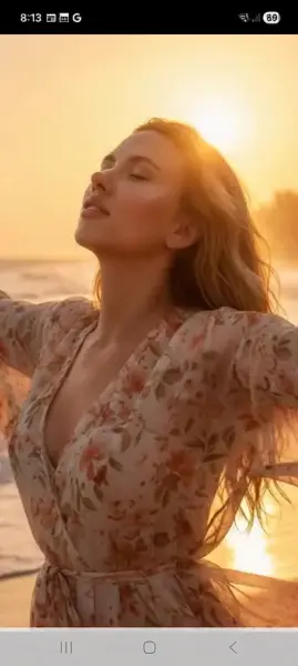AI Video: Scarlett Johansson dancing by ocean