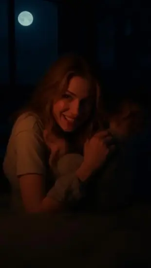 AI Video: She glides forward, shoulders swaying slightly, eyes twinkling with mischief....