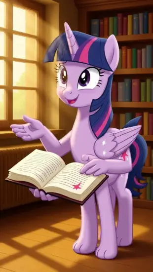 AI Video: She trots forward with a rhythmic gait, ears perked. Her horn emits a soft,...