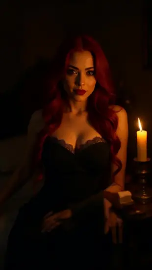 AI Video: bedroom eyes, slow head tilt, parted lips