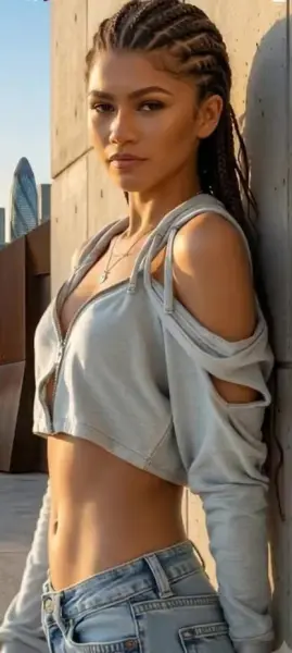 AI Video: Zendaya walks down street towards you