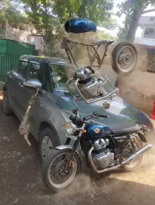 AI Video: The key falls in smooth slow motion and transforms into a rotating motorcycle...