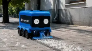 AI Video: Moscow summer streets filled with floating cottonwood fluff. Giant orange...