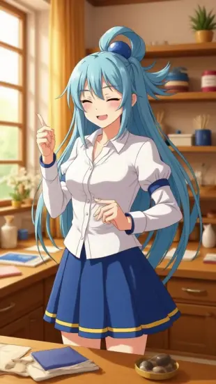 AI Video: She glances down at her torso, then meets your eyes with a shy, curious...