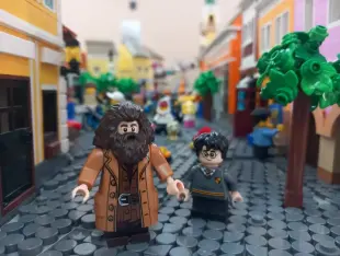 AI Video: The lego Hagrid speeks for 3 seconds, after that the lego Hagrid and the lego...