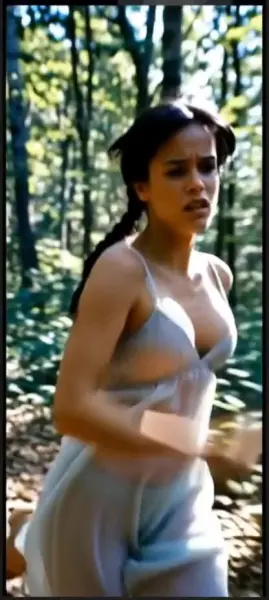 AI Video: The invisible man briefly catches Jenna Ortega and tears one of her nightie...