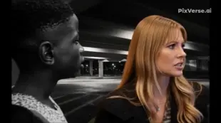 AI Video: The man very brutally pulls the woman towards him and kisses her wildly