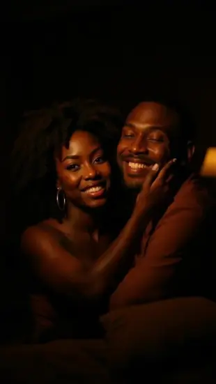 AI Video: She smiles warmly, eyes crinkling with affection. She tilts her head slightly...