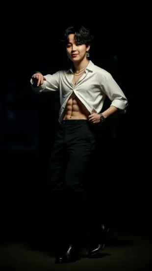 AI Video: Jimin soll denn part von no more dreams nach machen wo er sein hemd oder...