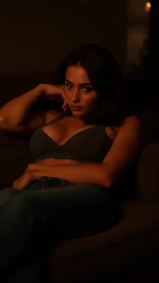 AI Video: Allie leans in close, shoulders relaxing as she nestles into your side. She...