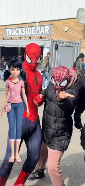 AI Video: Marinette is in windor racecourse and she turns around and sees 2 Spider-Mans...