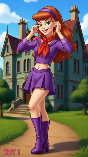 AI Video: She adjusts her headband with a confident hand, tilts her head slightly, and...