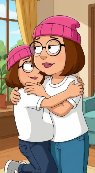AI Video: Meg is hugging me, her Father