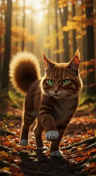 AI Video: She shakes her pelt vigorously, tail flicks sharply, eyes narrow into a...