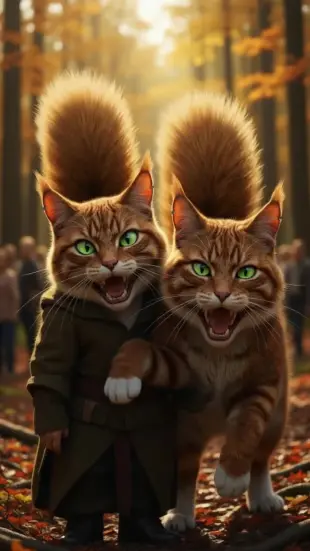 AI Video: Pricks ears forward, tilts head attentively, then lets out a soft, melodic...