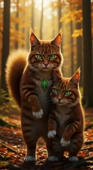 AI Video: Ivypool freezes mid-step, eyes narrowing sharply at the charm. She tilts her...
