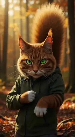 AI Video: She lets out a low chuckle, green eyes sparkling, then flicks her tail...