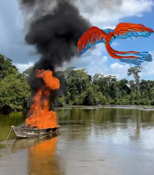AI Video: Let the firebird throw fire upon the burning canoe