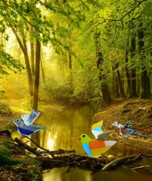 AI Video: Let these fantasy birds look up and fly away over the water