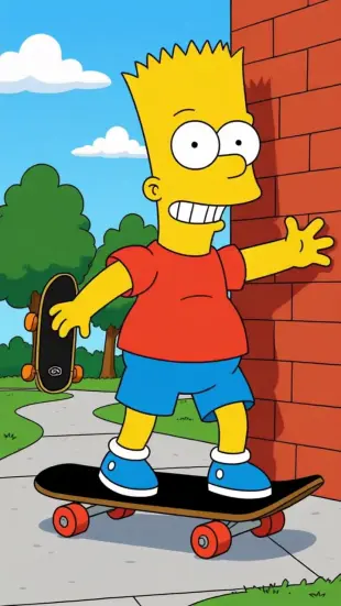 AI Video: He snorts, twirling his skateboard with a wrist flick. He tilts his head...