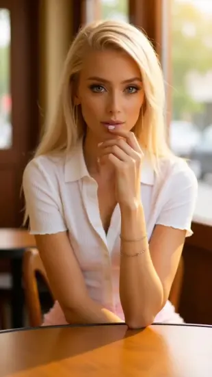 AI Video: seductive gaze, slow blink, lip bite