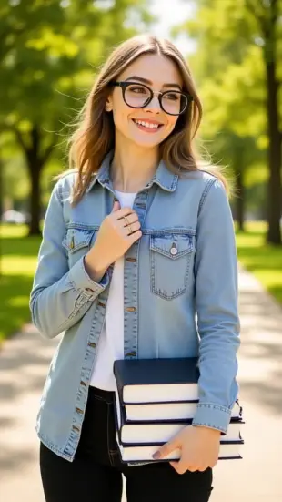 AI Video: She pulls the door shut, a lingering soft smile touching her lips. She hugs...