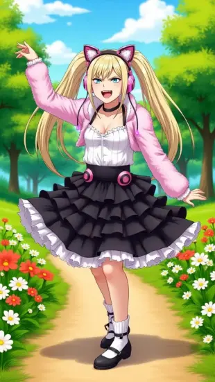 AI Video: She twirls and smiles