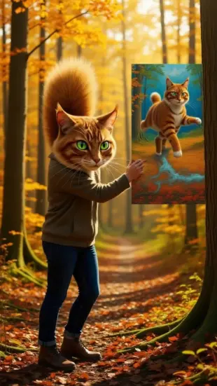 AI Video: Eyes widen with genuine awe, head tilts forward in excitement. Deep, rumbling...