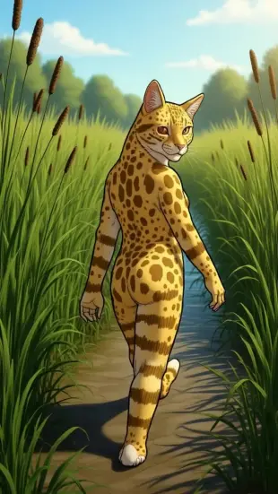 AI Video: Leopardstar lifts her chin with satisfaction, eyes narrowing slightly as she...