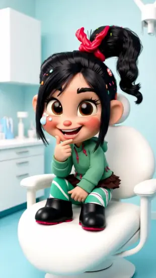 AI Video: She blinks rapidly, then collapses sideways, clutching her stomach while...