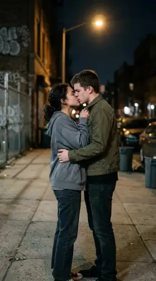 AI Video: A girl is kissing a boy desperately
