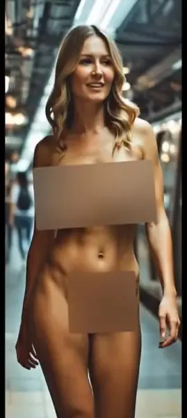 AI Video: The lady starts running her chest bouncing wildly