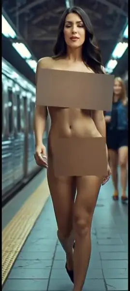 AI Video: The girl starts to run hips swinging and chest bouncing nicely