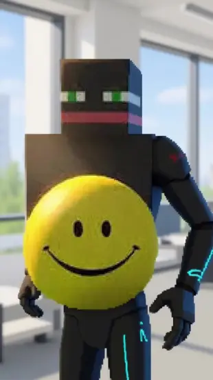 AI Video: Blinks once, soft blue light pulses across chassis. Head tilts slightly with...