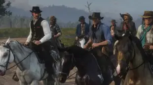 AI Video: Dutch van der Linde's gang, with Arthur Morgan, is riding horses.