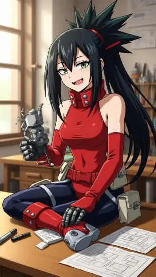 AI Video: She blinks at the gauntlet, eyes widening, then shifts gaze to you. A genuine...