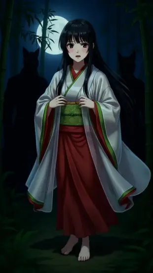 AI Video: She holds her breath, chest rising shallowly. Fingers clutch fabric tightly,...