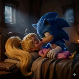AI Video: sonic se besa a liah se despierta y de sonic (estoy aqui liah estas a salvo...