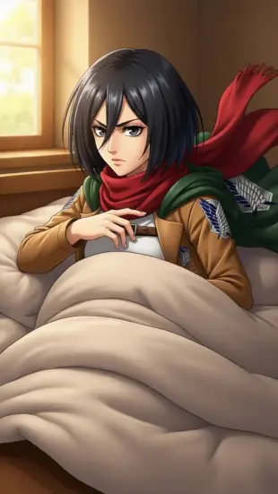 AI Video: She exhales deeply, chest rising and falling rhythmically. She turns onto her...